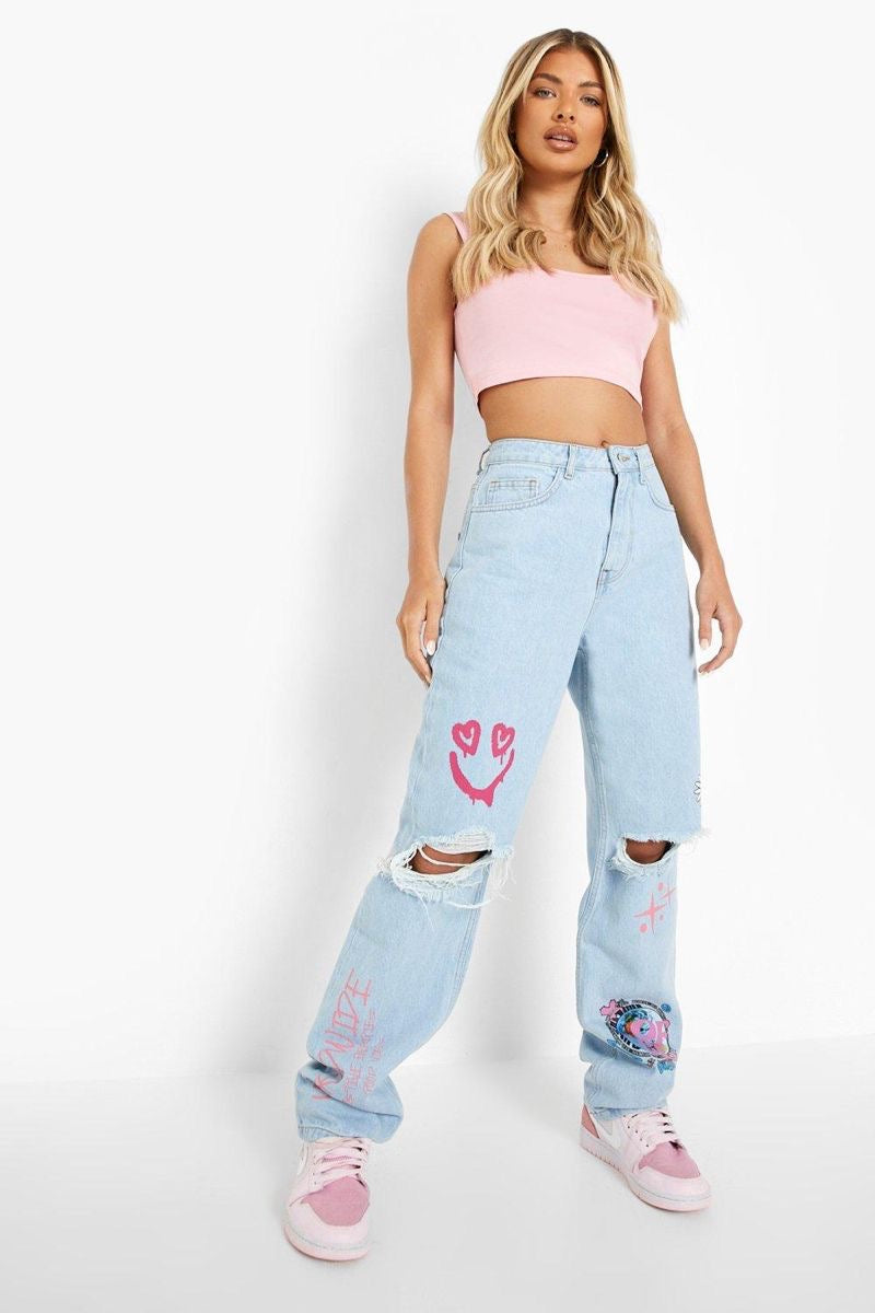 boohoo sticker high waist jeans