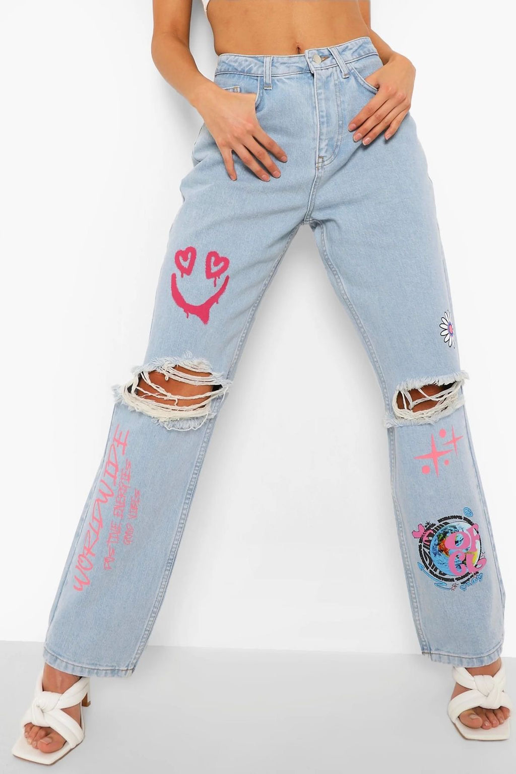 boohoo sticker high waist jeans