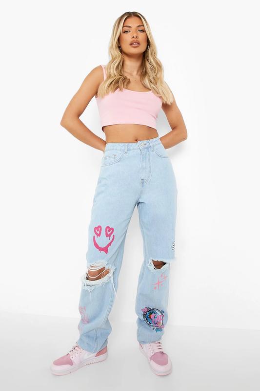 boohoo sticker high waist jeans