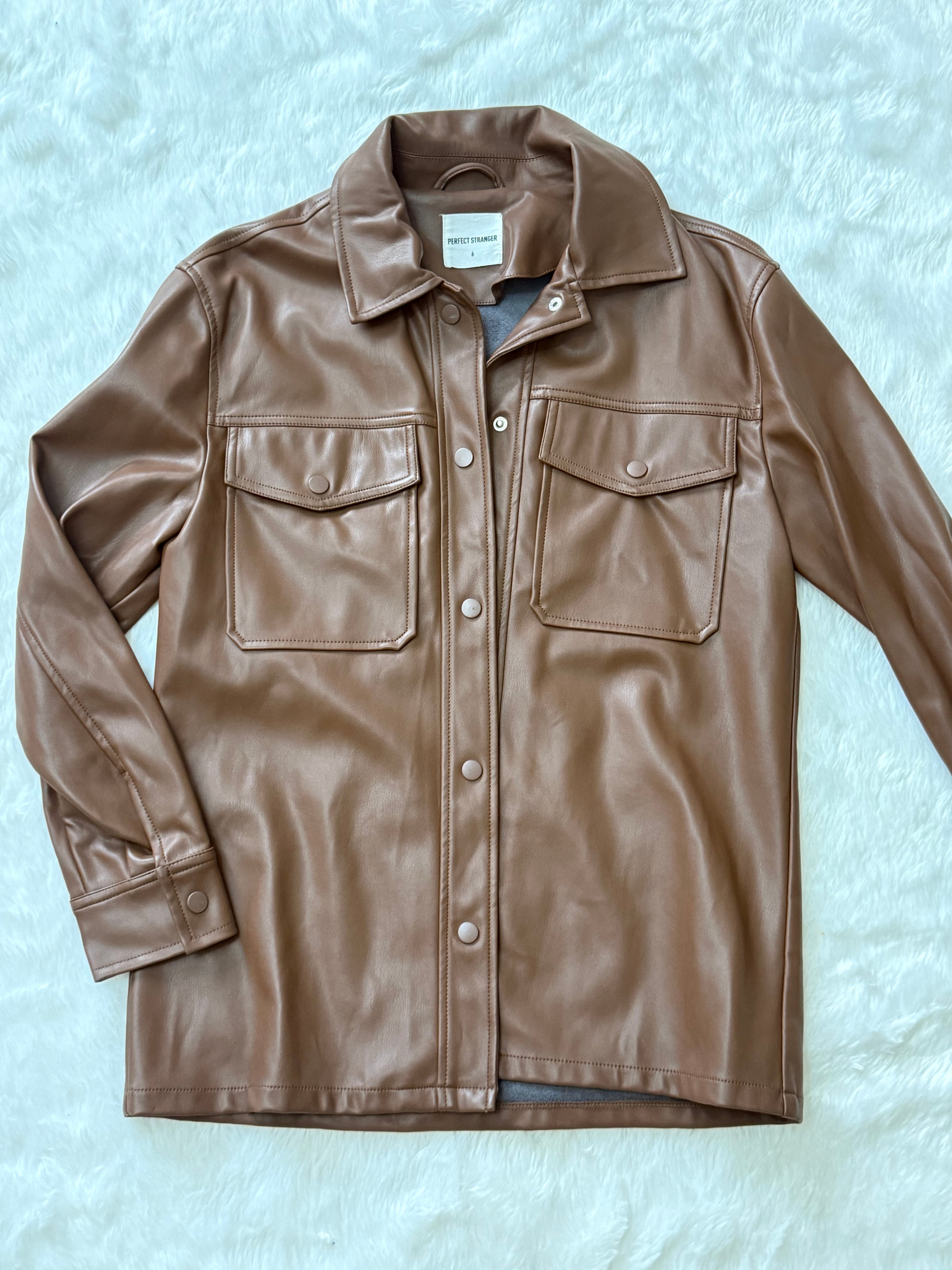 Straight leather jacket